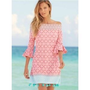 Cabana Life xs life coral tides off shoulder dress